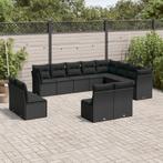 vidaXL 12-delige Loungeset met kussens poly rattan zwart, Tuin en Terras, Tuinsets en Loungesets, Verzenden, Nieuw, Rotan, Loungeset