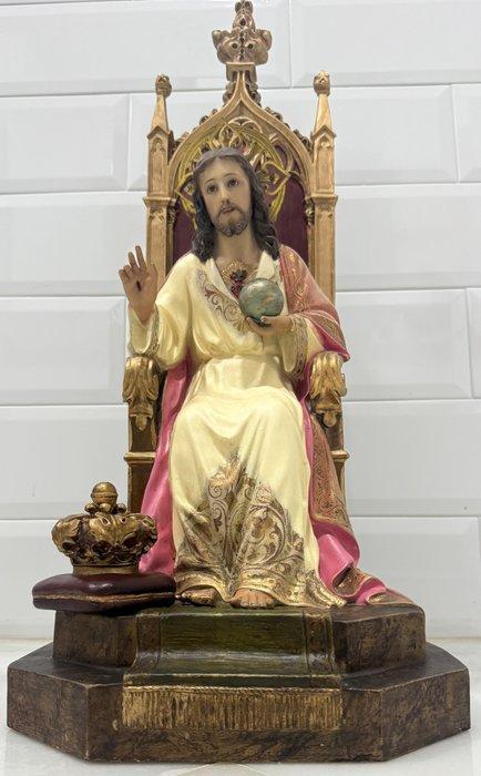 Olot - sculptuur, Sagrado Corazón de Jesús entronado - 76 cm, Antiek en Kunst, Kunst | Niet-Westerse kunst