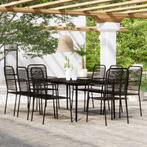 vidaXL 9-delige Tuinset zwart, Verzenden, Nieuw, 8 zitplaatsen, Rvs