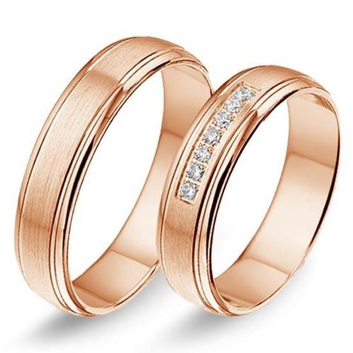 Actie trouwringen in 8/14/18 karaat roségoud per paar van..., Sieraden, Tassen en Uiterlijk, Ringen, Verzenden