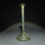 Oud-Romeins Glas Zalf. 1e - 3e eeuw n.Chr. 14,6 cm hoog. Ex