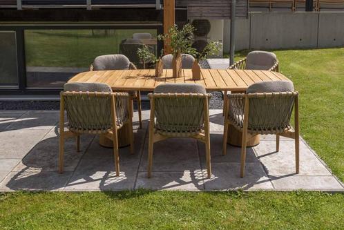 4 Seasons Outdoor Nora tuinset naturel teak met Capri tafel, Tuin en Terras, Tuinsets en Loungesets, Ophalen of Verzenden