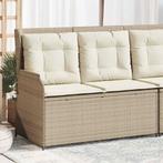 vidaXL Tuinbankje verstelbaar met kussens poly rattan beige, Verzenden, Nieuw, Rotan