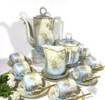 Limoges - Oud thee- of koffieservies gesneden in polychrome