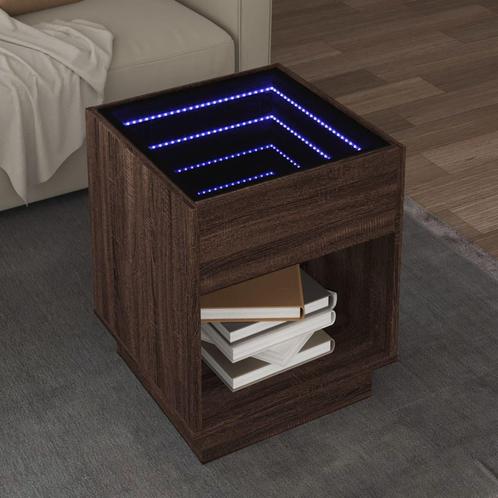 vidaXL Salontafel met Infinity LED 40x40x50 cm bruin, Huis en Inrichting, Tafels | Salontafels, 50 tot 100 cm, Nieuw, Overige houtsoorten