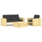 vidaXL 3-delige Loungeset met kussens geïmpregneerd, Verzenden, Nieuw, Loungeset