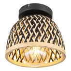 Plafondlamp COLLY ø20CM  E27 1-Lichts Bamboe / Zwart, Huis en Inrichting, Lampen | Plafondlampen, Ophalen of Verzenden, Nieuw