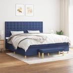 vidaXL Boxspring met matras stof blauw 200x200 cm, Overige maten, 200 cm, Stof, Verzenden