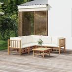vidaXL 6-delige Loungeset met kussens bamboe crèmewit, Verzenden, Nieuw, Hout, Loungeset