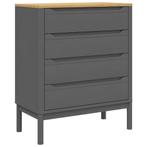 FLORO Ladekast Grenenhout - Grijs - Retourdeal - Ruimte!, Nieuw, 3 of 4 laden, Minder dan 100 cm, Grenenhout