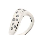 Witgouden brede ring met diamant | 0,20 ct., Sieraden, Tassen en Uiterlijk, Ringen, Gebruikt, Overige kleuren, 19 tot 20, Ophalen of Verzenden