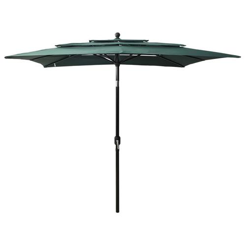 vidaXL Parasol 3-laags met aluminium paal 2,5x2,5 m groen, Tuin en Terras, Parasols, Nieuw, 2 tot 3 meter, Verzenden