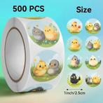 Sluitstickers vrolijke kuikentjes etiket 2,5 cm rol 500, Ophalen of Verzenden, Nieuw