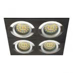 Inbouw 4x LED spot MR16 Aluminium Vierkant Armatuur - gebors, Huis en Inrichting, Lampen | Spots, Nieuw, Plafondspot of Wandspot