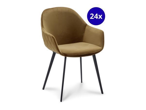 Veiling - Armstoel Cal (set van 24) Velvet - Velours - Goud, Huis en Inrichting, Stoelen