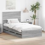 vidaXL Bedframe met lade Grijs Sonoma 100 x 200 cm, Verzenden, Nieuw, Grijs, Hout