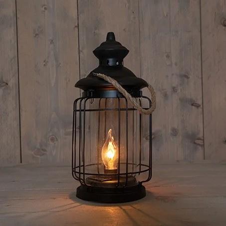 Solar Lantaarn Vintage - Met Vlameffect - 35 cm, Tuin en Terras, Buitenverlichting, Waterbestendig, Led, Zonne-energie, Minder dan 50 watt