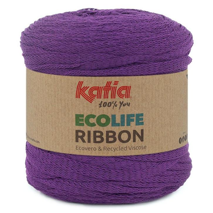 Katia Ecolife Ribbon - 114 aubergine - Gerecycled Lintgare, Hobby en Vrije tijd, Breien en Haken, Ophalen of Verzenden