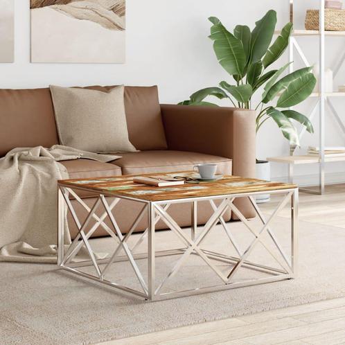 vidaXL Salontafel roestvrij staal en massief gerecycled hout, Huis en Inrichting, Tafels | Salontafels, Nieuw, 50 tot 100 cm, Metaal
