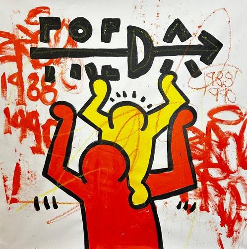 Freda People (1988-1990) - Haring X Freda Street Art, Antiek en Kunst, Kunst | Schilderijen | Modern