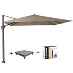 Challenger T1 zweefparasol 300x300 cm taupe  met, Tuin en Terras, Parasols, Ophalen of Verzenden, Nieuw