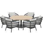 Arezzo Saba low dining tuinset 160xH75 cm rond 7 delig teak, Tuin en Terras, Tuinsets en Loungesets, Ophalen of Verzenden, Nieuw