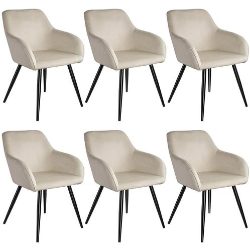 Eetkamerstoel Marilyn fluweellook, zwarte stoelpoten - crème, Huis en Inrichting, Stoelen, Verzenden