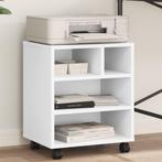 vidaXL Printerkastje met wielen 41x32x48 cm wit, Verzenden, Nieuw