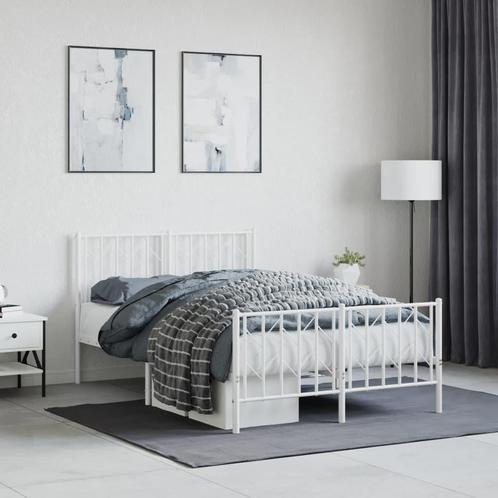 vidaXL Bedframe met hoofd- en voeteneinde metaal wit 120x190, Huis en Inrichting, Slaapkamer | Bedden, 120 cm, 190 cm of minder