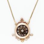 Halsketting - 14 karaat Geel goud, Roségoud Diamant, Sieraden, Tassen en Uiterlijk, Kettingen, Nieuw