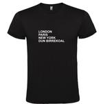 Dun Birrekoal op t-shirt als print met London, Paris, New Yo, Overige kleuren, Roly, Verzenden, Nieuw