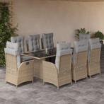 vidaXL 9-delige Tuinset met kussens poly rattan gemengd, Tuin en Terras, Nieuw, 8 zitplaatsen, Tuinset, Verzenden