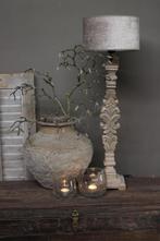 Velvet cilinder lampenkap Leem 30 cm, Huis en Inrichting, Lampen | Lampenkappen, Ophalen of Verzenden, Nieuw