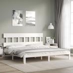 vidaXL Bedframe met hoofdbord massief hout wit Super King, Verzenden, Wit, Hout, Nieuw