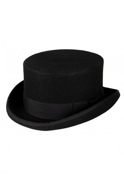Luxe Hoge Hoed Zwart Laag Model 63 100% Wol Heren Man Tophat, Kleding | Heren, Hoeden en Petten, Nieuw, Ophalen of Verzenden