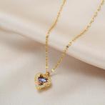 Kleurrijke Kristallen Oceaan Hart Hanger Ketting voor Dames, Verzenden, Nieuw, Met kristal