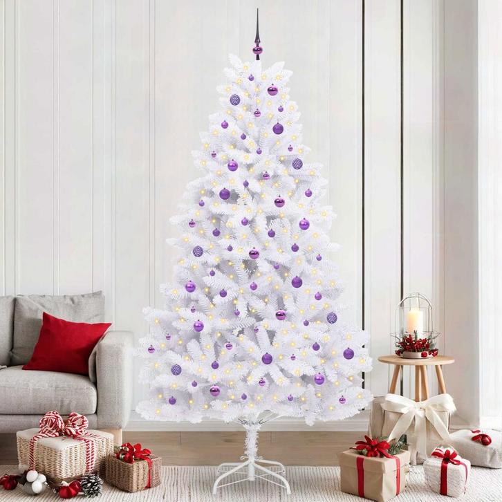 vidaXL Kunstmatige Inklapbare Kerstboom Wit 240 cm PVC en, Diversen, Kerst, Nieuw, Verzenden