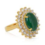 Ring - 18 karaat Geel goud - 4.80ct. tw. Jade - Diamant -, Sieraden, Tassen en Uiterlijk, Ringen, Nieuw