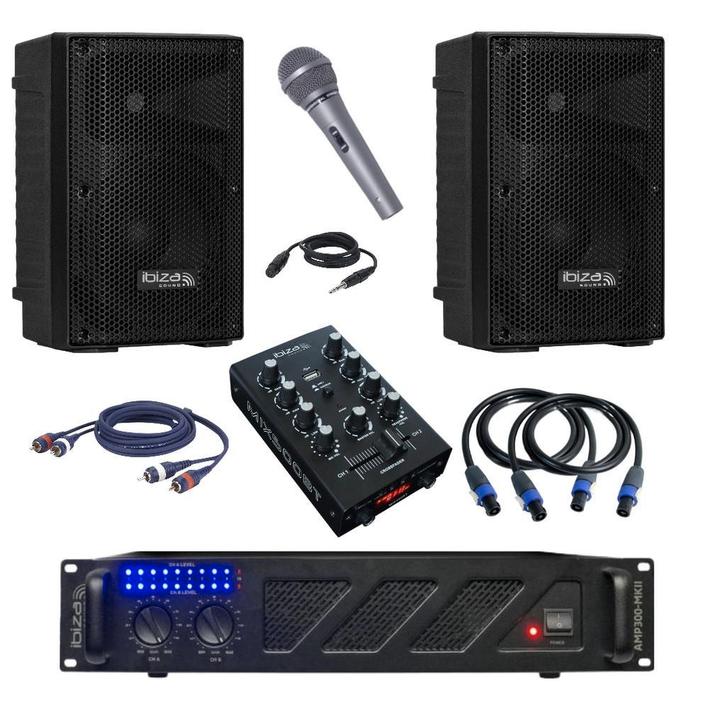 Pa beginners set 2 x 8Inch 480 Watt Max, Muziek en Instrumenten, Versterkers | Keyboard, Monitor en PA, Minder dan 500 watt, Nieuw
