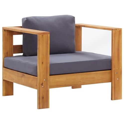 vidaXL Tuinstoel met kussen massief acaciahout donkergrijs, Tuin en Terras, Tuinsets en Loungesets, Nieuw, Hardhout, Verzenden