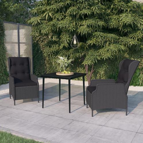 vidaXL 3-delige Tuinset donkergrijs, Tuin en Terras, Tuinsets en Loungesets, Tuinset, Nieuw, 2 zitplaatsen, Rotan, Verzenden