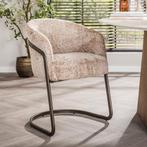 *WOONWINKEL* Moderne Armstoel Met Bronzen Frame Beige, Huis en Inrichting, Stoelen, Verzenden, Nieuw, Stof