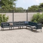 vidaXL 4-delige Tuinbankenset met kussens gepoedercoat staal, Verzenden, Nieuw, Rvs