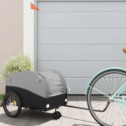 vidaXL Fietstrailer 30 kg ijzer zwart en grijs, Fietsen en Brommers, Fietsaccessoires | Aanhangers en Karren, Nieuw, Verzenden