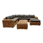 Sabuga hoek loungeset 6-delig naturel rotan, Ophalen of Verzenden, Nieuw