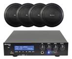Geluidsinstallatie Met Compacte 100V Versterker En 4 Zwarte, Verzenden, Nieuw, Overige typen, Overige merken