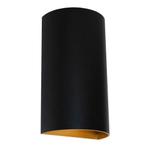 Moderne wandlamp Zwart / Goud Rond GU10 Up en Down light, Ophalen of Verzenden, Nieuw, Metaal