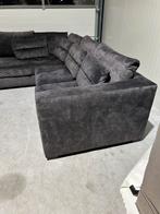 Zwarte Velvet Hoekbank in Zeer Goede Staat, 250 tot 300 cm, 125 tot 150 cm, Hoekbank, Zo goed als nieuw