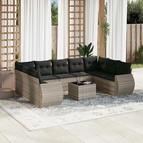 vidaXL 10-delige Loungeset met kussens poly rattan, Tuin en Terras, Tuinsets en Loungesets, Loungeset, Nieuw, Rotan, Verzenden