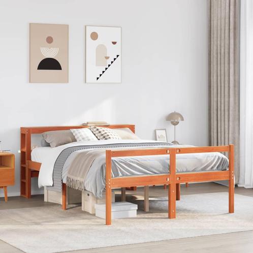 vidaXL Bedframe met hoofdbord massief grenenhout wasbruin, Huis en Inrichting, Slaapkamer | Bedden, Overige maten, 200 cm, Bruin